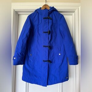 Lands End Women’s Size XS Petite Squall Duffle Toggle Coat Parka Electric Blue